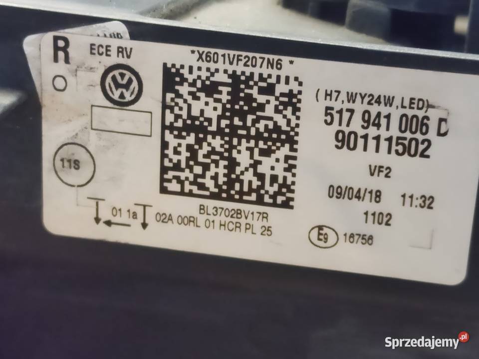 Lampa Prawy Przód Vw Golf VII Sportsvan Lift 17 wielkopolskie Pleszew
