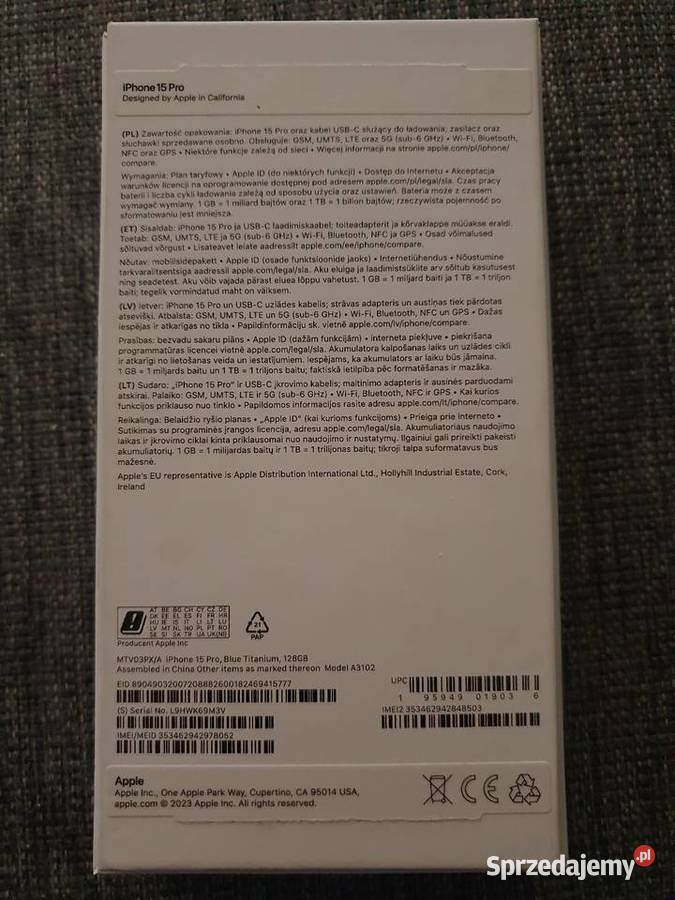 APPLE IPHONE 15 PRO 128GB Blue titanium Nowy Olsztyn