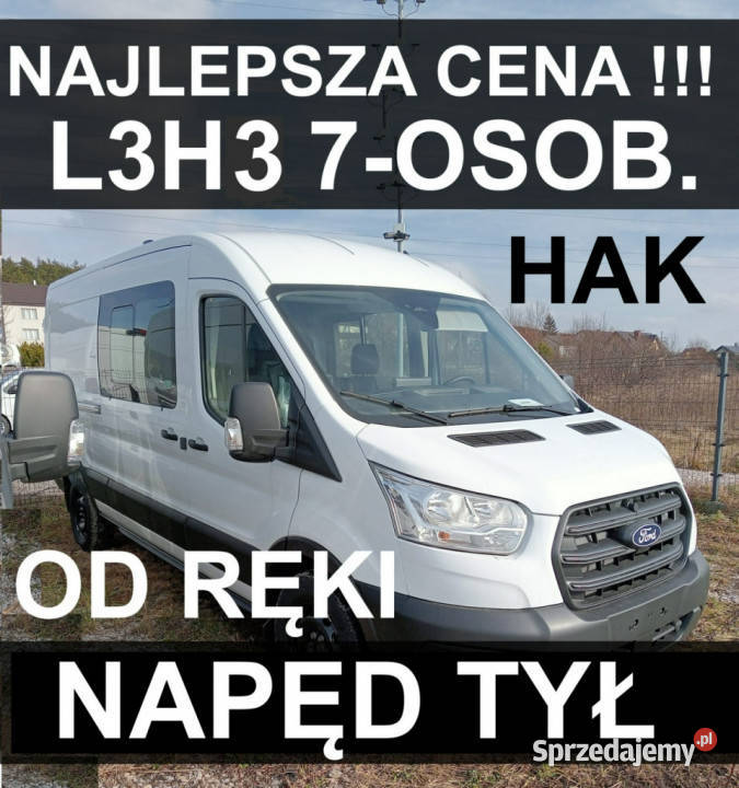 Ford Transit L3H3 Wysoki Dach Super Niska 7os 1km Szczecinek