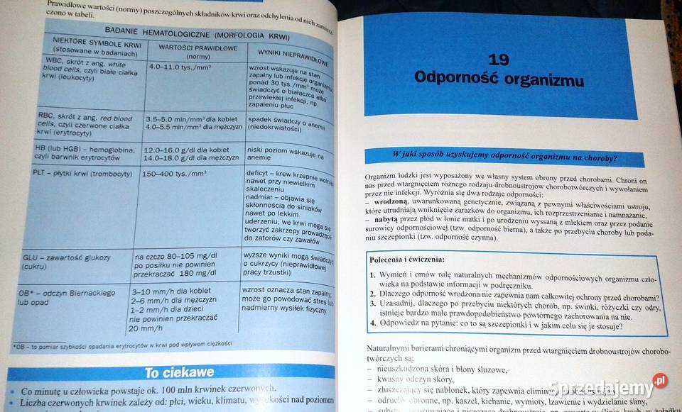 Biologia Anatomia i fizjologia człowieka kl 13 Chełm sprzedam