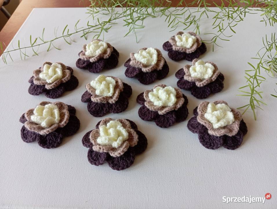 Szydełkowe kwiatki cappuccino 7 Kwidzyn