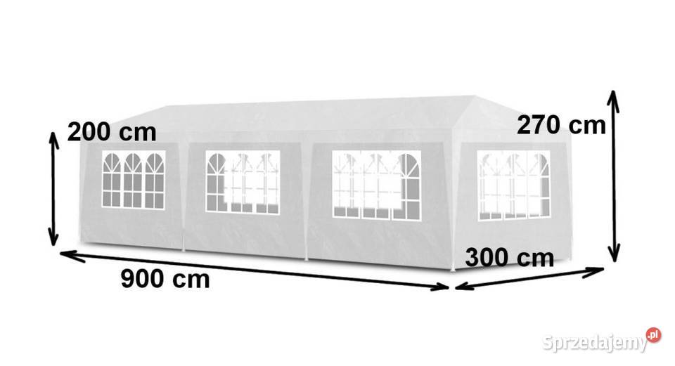 Namiot pawilon ogrodowy handlowy 3x9 m 8 ścianek Smogorzów