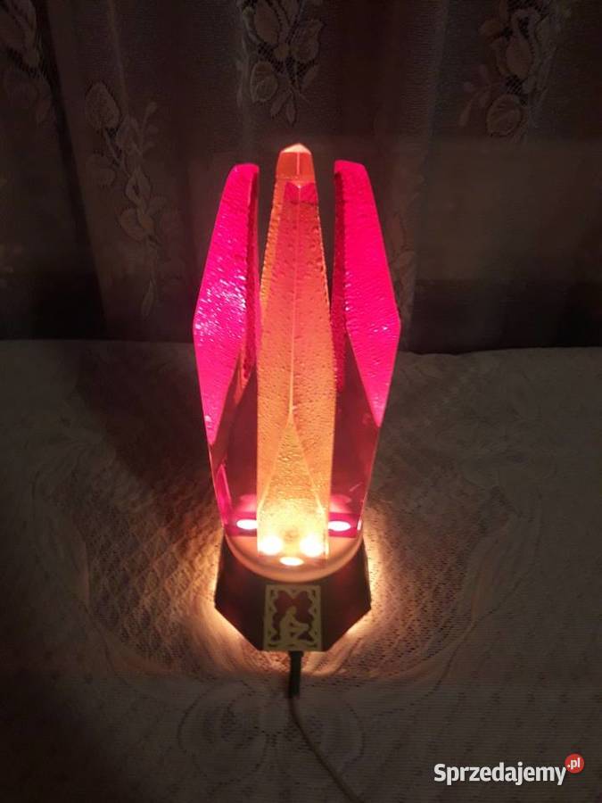 Lampka nocna kryształy lampa stołowa brązowa PRL Piotrków Trybunalski