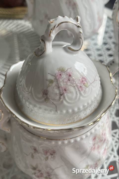Stary garnitur do kawy Porcelana i szkło lubuskie Zielona Góra
