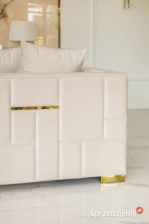 Designerska sofa glamour ze złotymi nogami Sofy i kanapy Warszawa