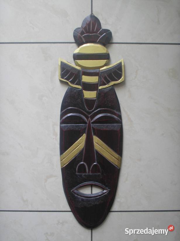 Ozdoba na ścianę afrykańska maska odcienie brązowego małopolskie