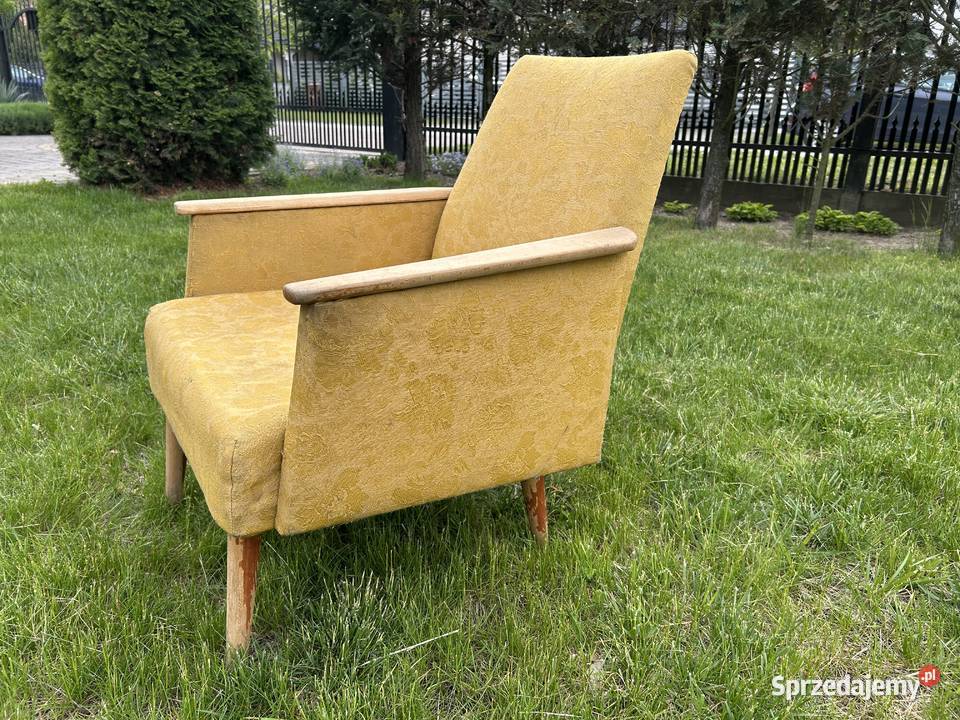 Fotel żółty PRL vintage retro Fotele Fotele Milanówek
