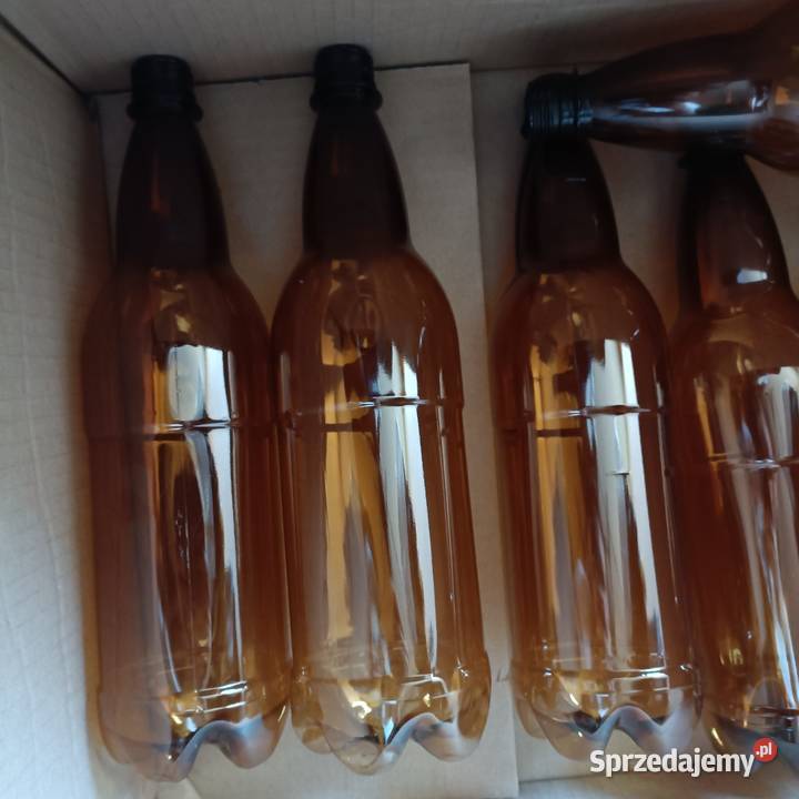 Butelki PET 1L z nakrętką brązowe nowe 9 sztuk