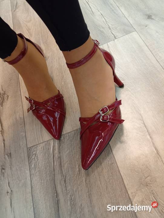 40 Bordowe czółenka wieczorowe z zapięciem Nowe inna Kraków