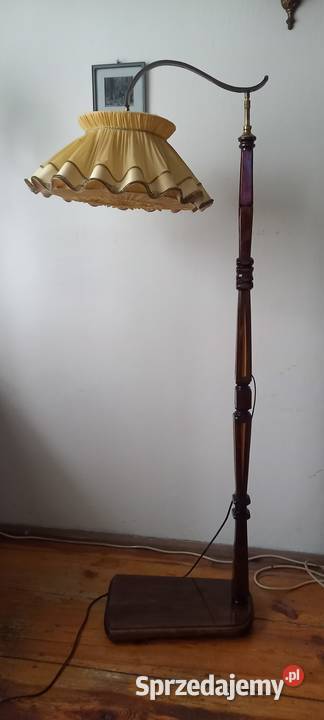 Drewniana lampa podłogowa z abażurem ruchome Skierniewice