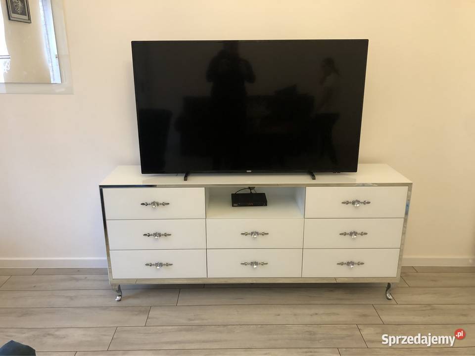 Komoda RTV biała lustrzana z lustra okazja Kępno