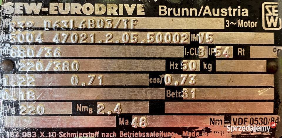 motoreduktor przekładnia 018kW 36obr 3fazowy sprzedam
