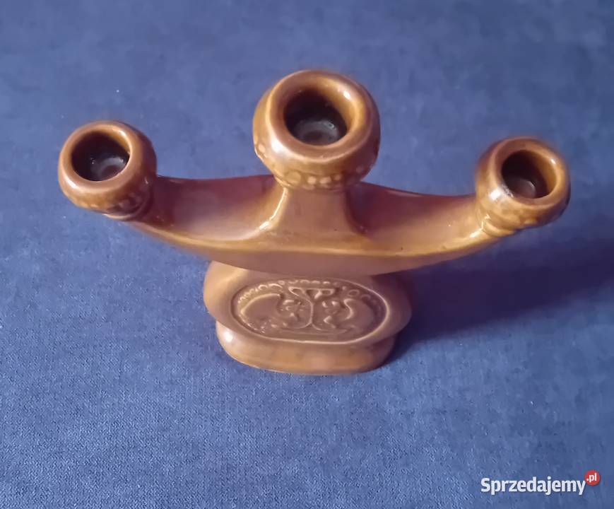 Trójramienny świecznik ceramiczny Bochnia PRL Koźminek sprzedam