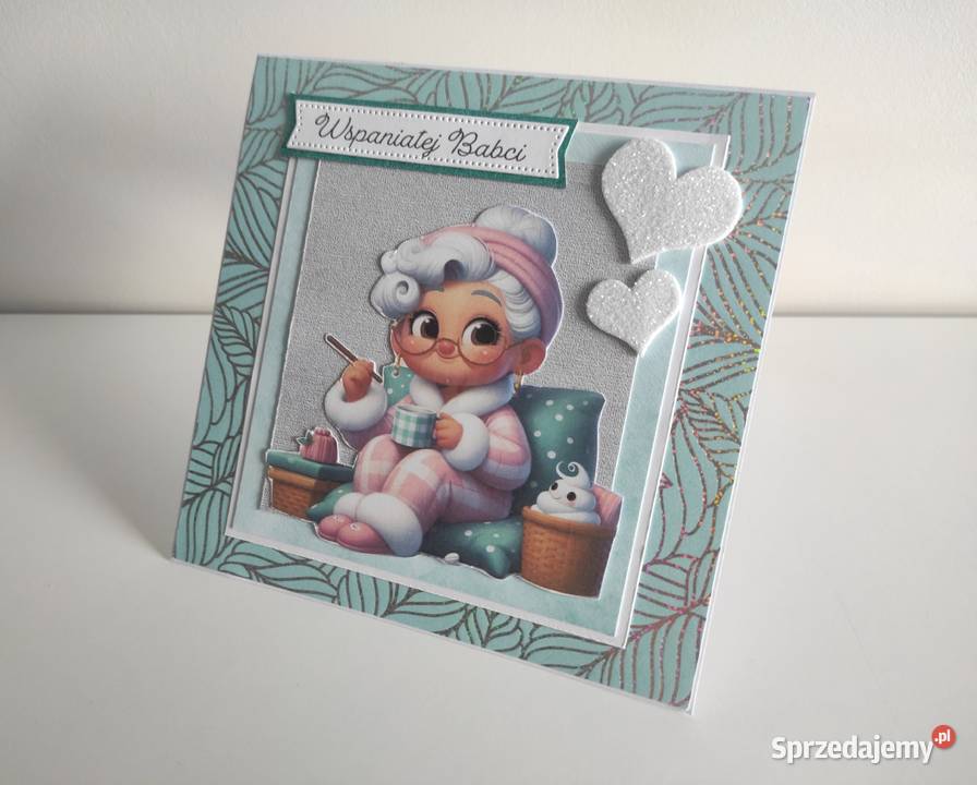 Kartka ręcznie robiona na Dzień Babci 4 Rękodzieło Łódź