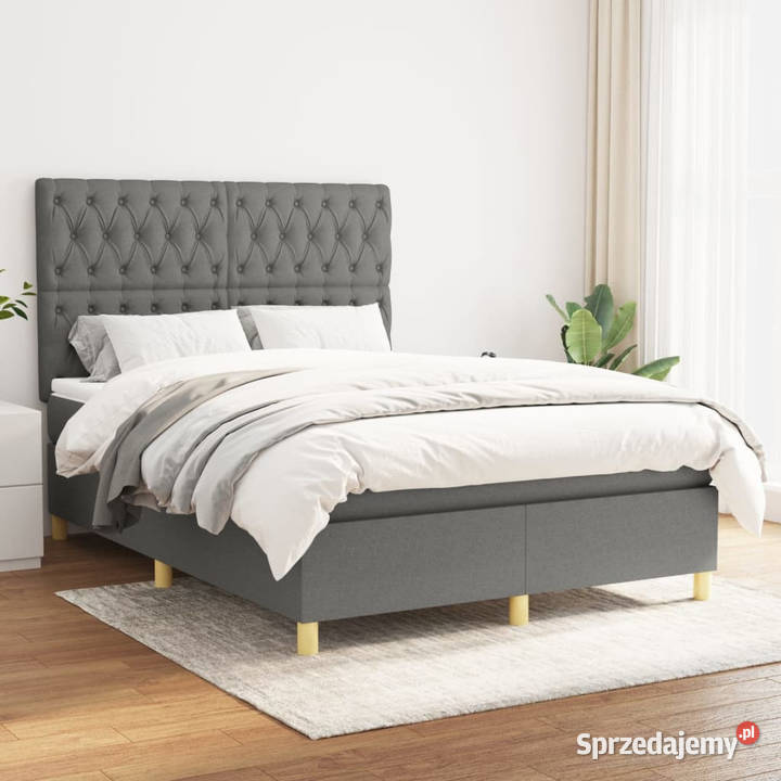 Łóżko kontynentalne z materacem ciemnoszara 128cm Łóżka