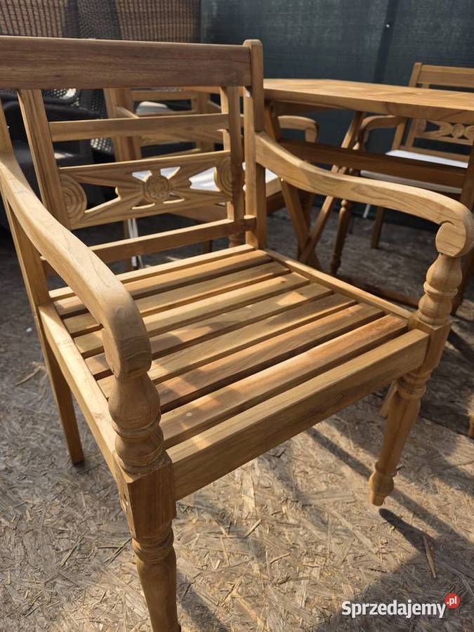 Meble ogrodowe stół plus cztery krzesła drewno Wschowa