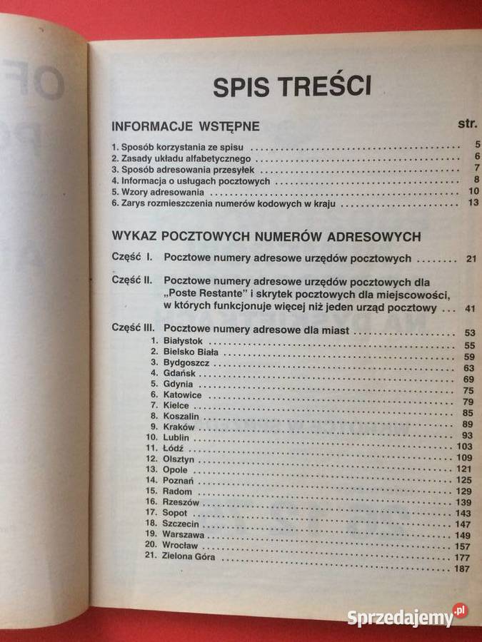 2843 Oficjalny Spis Pocztowych Numerów