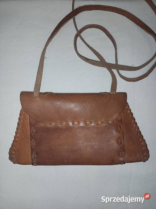 Torebka Kopertówka Vintage Skóra Naturalna