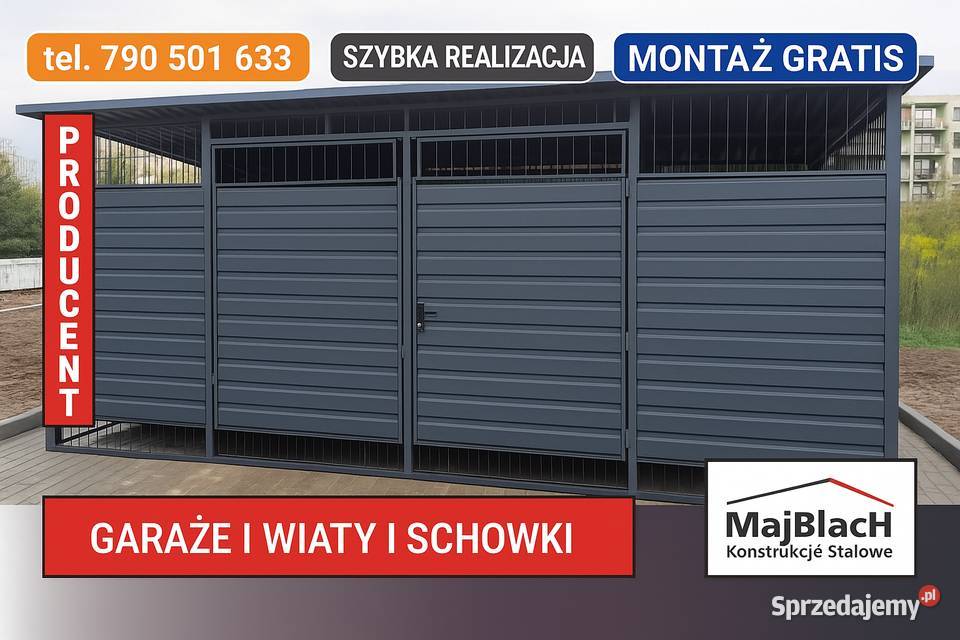 Wiata Śmietnikowa Garaż Blaszany GRAFITOWY Rawa Mazowiecka