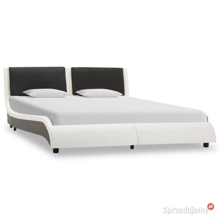 vidaXL Rama łóżka, biało-czarna, sztuczna skóra 280354
