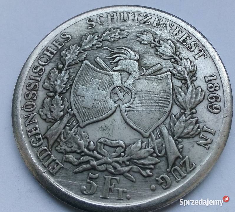 SZWAJCARIA5 FRANKÓW1869 r KOPIARZADKA Legionowo sprzedam