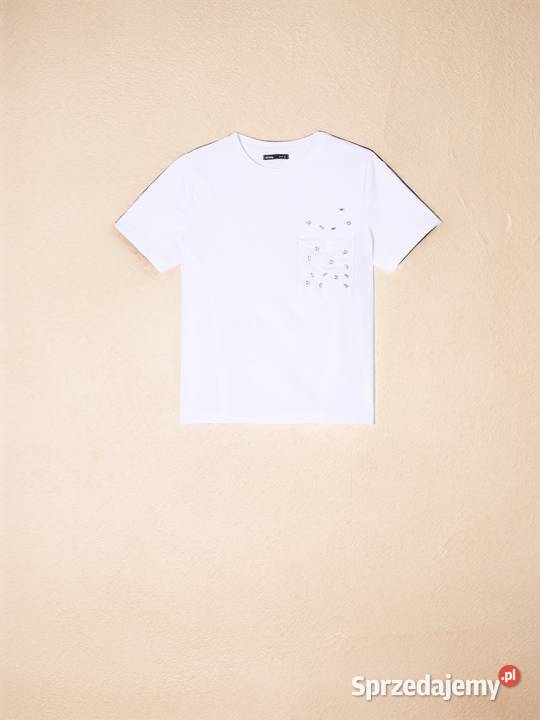 biały tshirt z cyrkoniami Sinsay małopolskie Olkusz