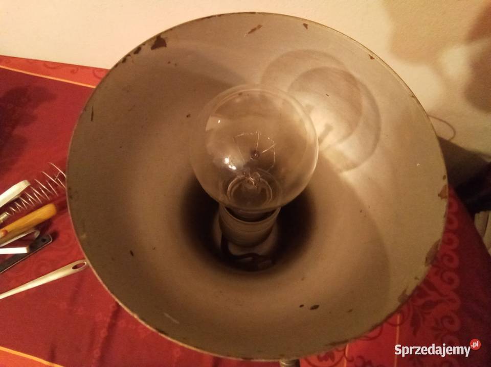 Lampka biurkowa srebrna PRL Warszawa