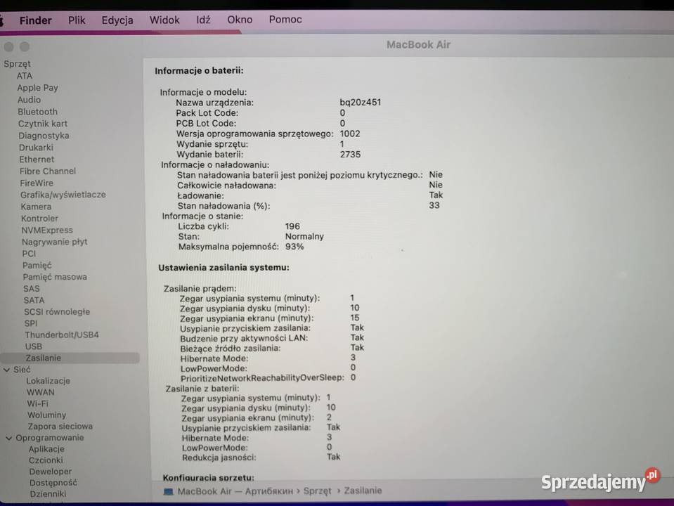 APPLE MacBook Air 13 M1 133 2020 8GB 256GB Warszawa