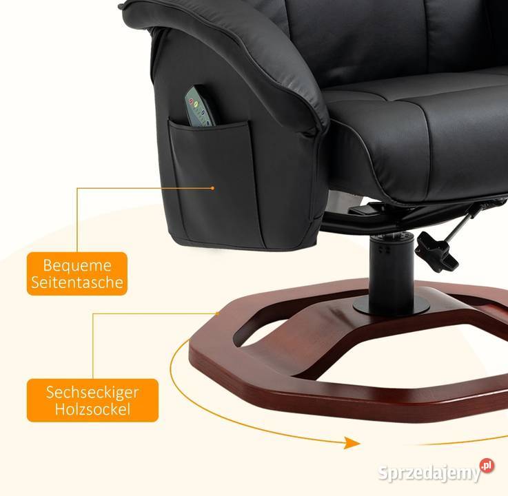 Fotel masujący z podnóżkiem 10 punktów masażu Brzesko
