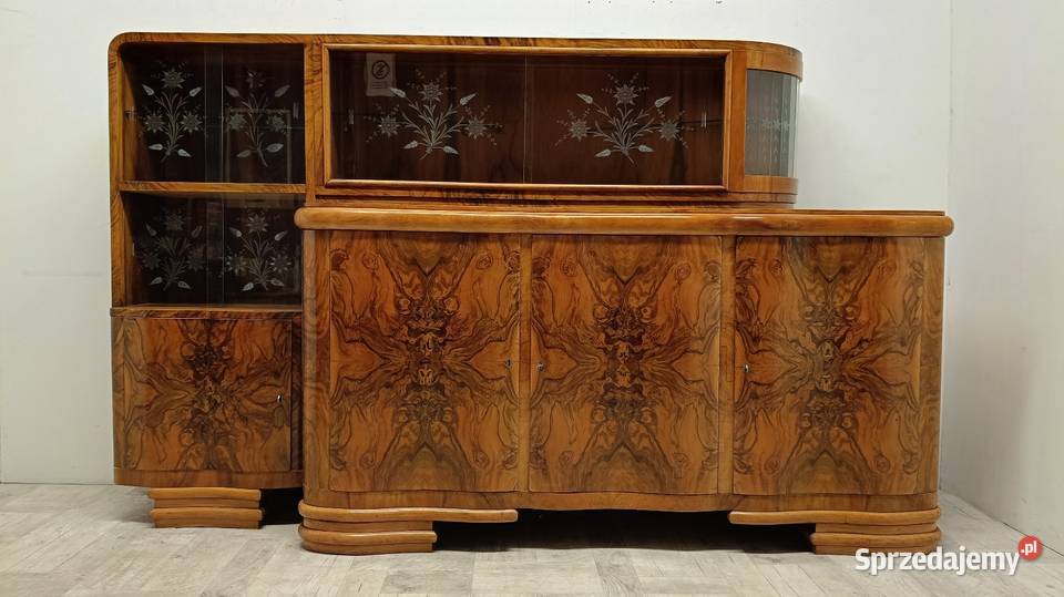 witryna z komodą art deco lata 60te vintage Radomsko
