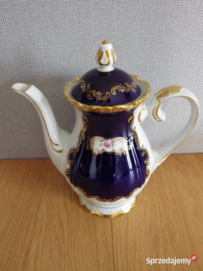 Serwis kawowy deserowy do herbaty kobaltowozłoty Łódź