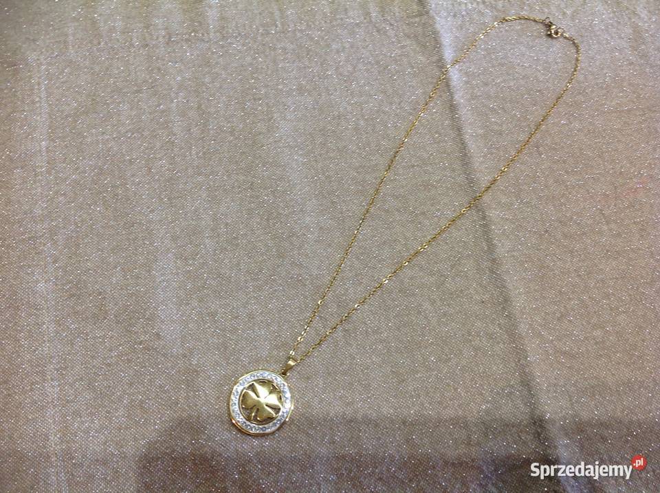 Damski Złoty Naszyjnik Choker z Koniczynką Nowa Sól