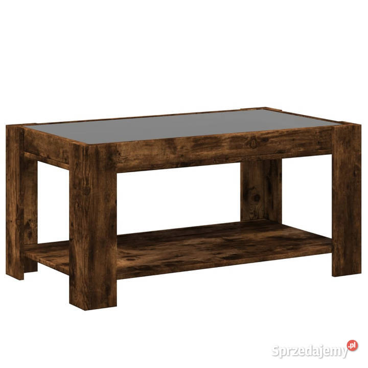 Stolik kawowy z LED opalany dąb 93x53x45