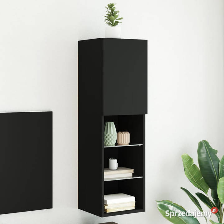 Szafka TV z LED czarna 305x30x102 WM837017 mazowieckie Warszawa