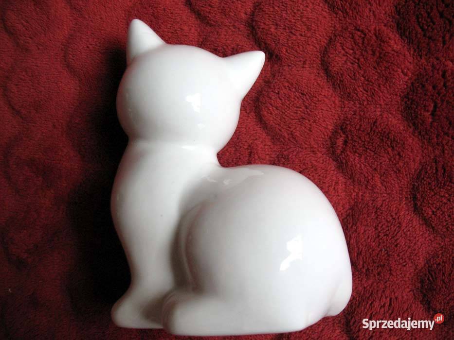 Kot biały kotek Figurka średnia porcelana 12 x 9 biały Siedlce