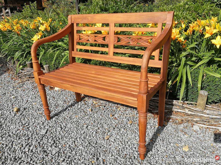 Ławka Lawenda 100 brązowa z drewna teak tek tik Niechorze