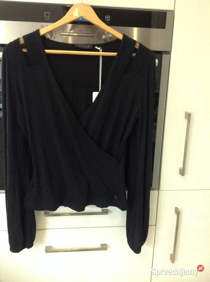 Bluzka Kopertowa Damska GUESS S Czarna NOWA