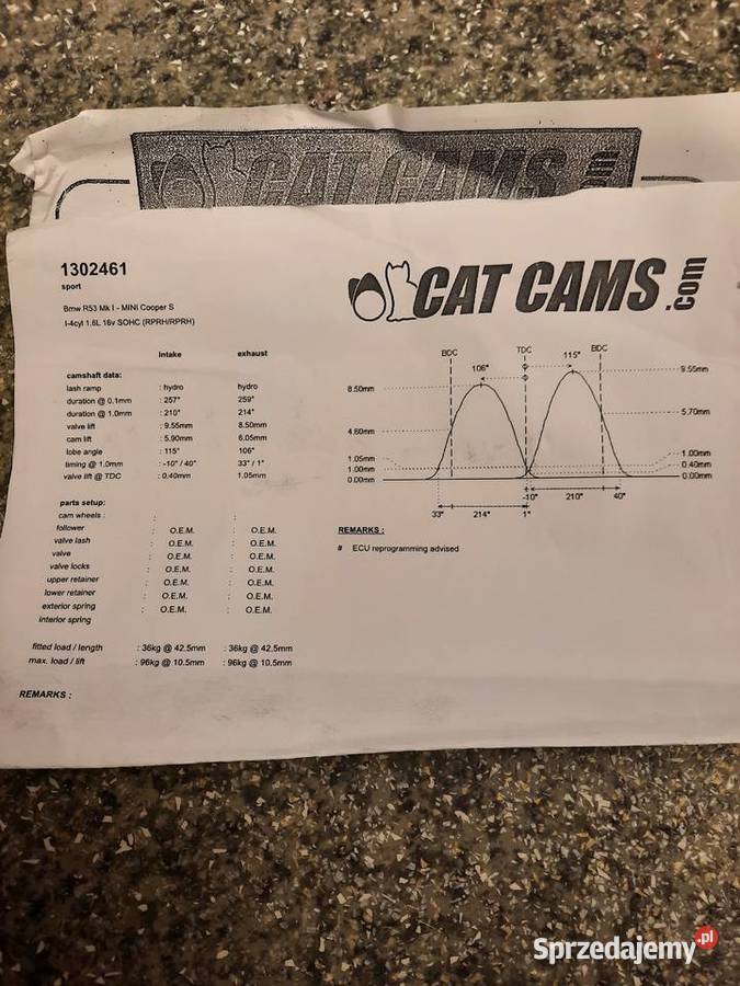 Mini cooper r53 r52 wałek rozrządu CatCams