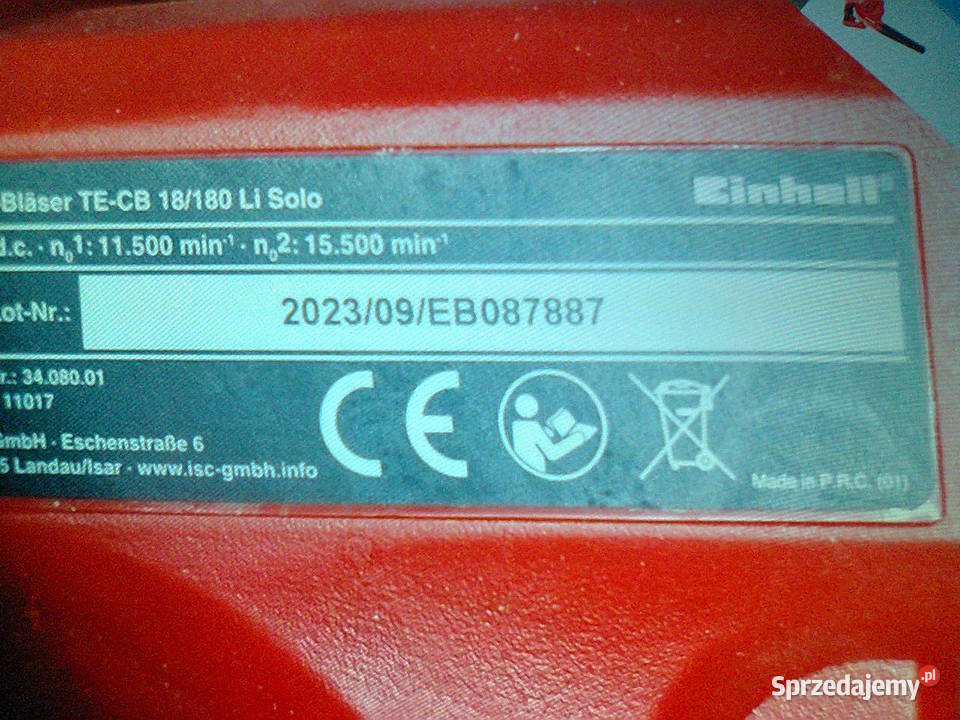 Einhell Dmuchawa TECB 18180 LiSolo NIE DZIAŁA Giżycko