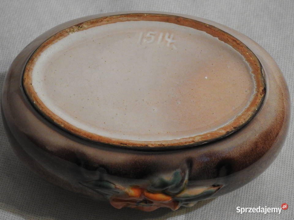 Śliczny ceramiczny pojemnik ozdoby w 3D sygn na Inowrocław