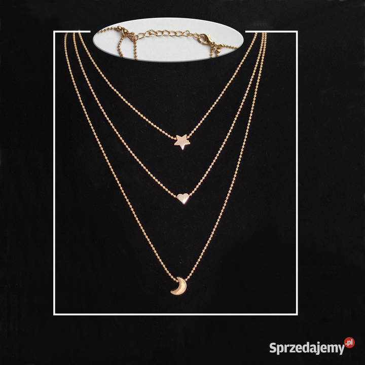 Łańcuszek potrójny sercegwiazdaksiężyc kol złoty Łódź