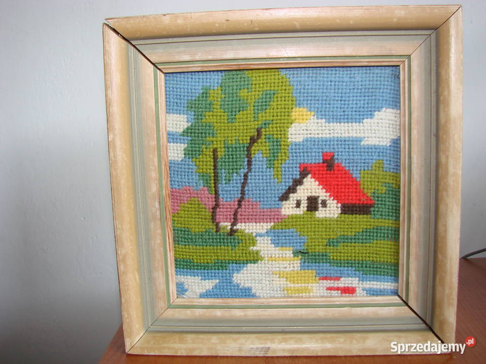 stary skandynawski obrazek haftowany Pruszcz Gdański