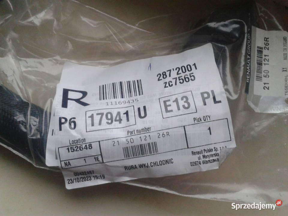 Rura waz wyj hlodnic 215012126R Kraków sprzedam