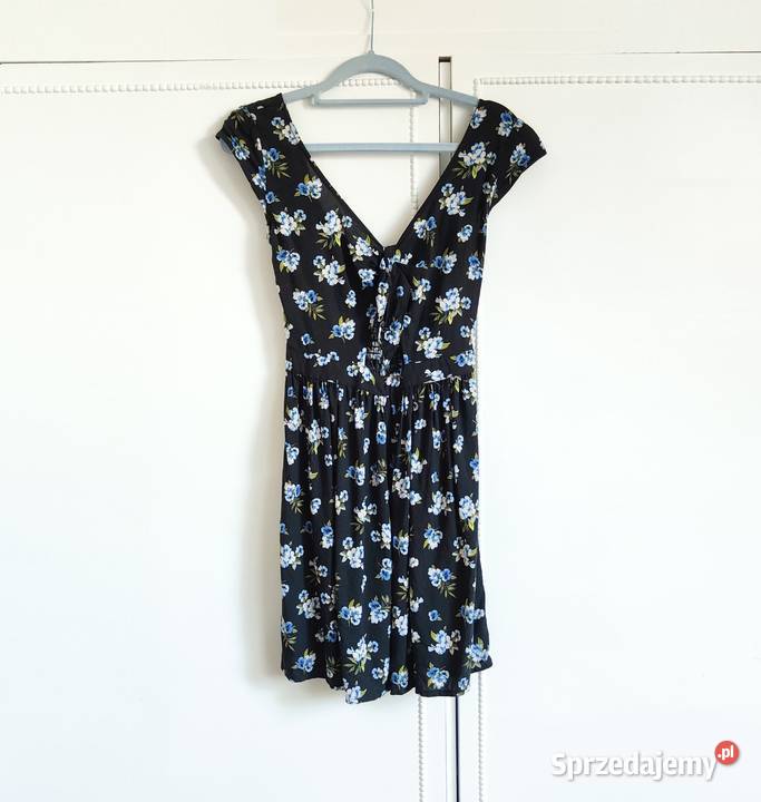 Sukienka Hollister S 36 na lato kwiaty floral niebieski