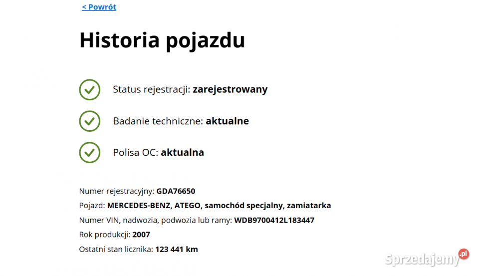Zamiatarka MERCEDESBENZ Atego specjalny 123 442 Czarne