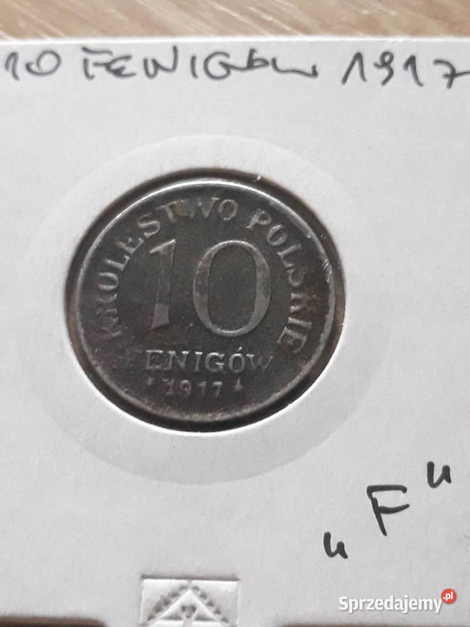 10 Fenigów Królestwo Polskie 1917 r piękne J Numizmatyka wielkopolskie Konin