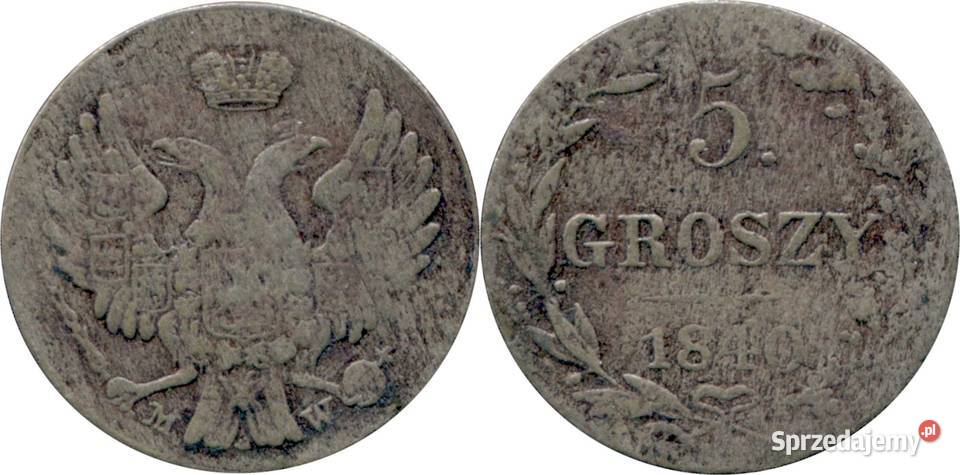 5 groszy 1840 kropka 5 rzadka moneta Charzykowy