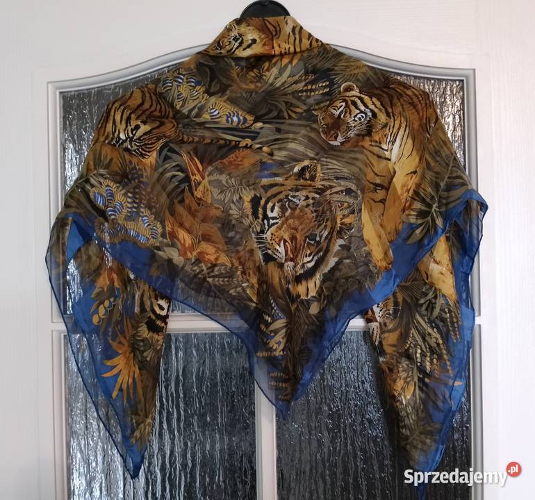 Apaszka z motywem tygrysów kwadratowa kolorowa Oborniki