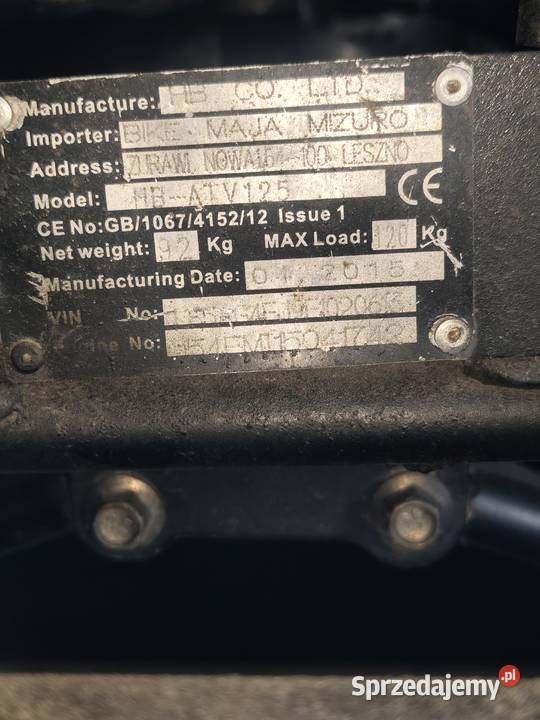 Sprzedam quada 125 cc w stanie nieuszkodzony śląskie