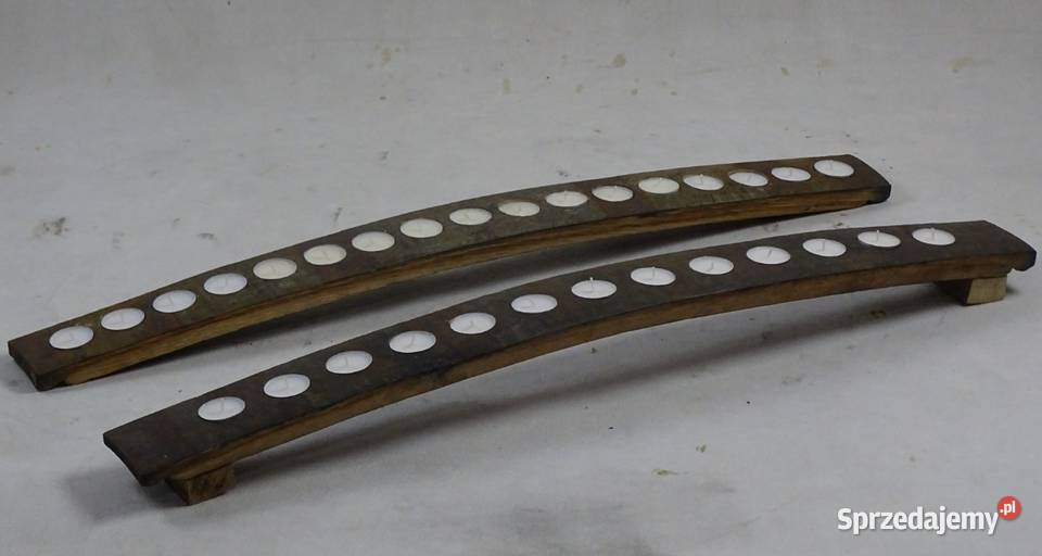 świecznik z deski beczki LoftStyle odcienie brązowego Oświetlenie Ostrowiec Świętokrzyski